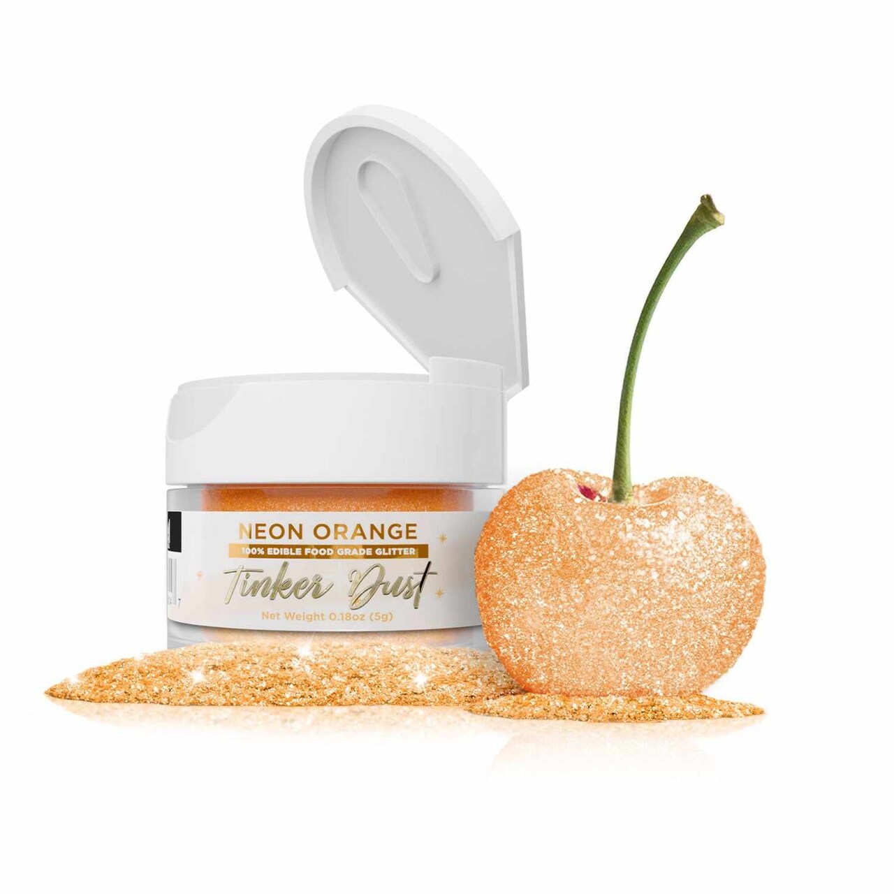 Bakell - Neon Orange Tinker Dust Edible Glitter (5g, 1x Jar) for Food, Desserts, and Beverages!